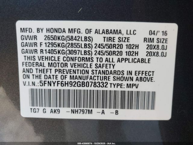 Honda Pilot Touring Image 15